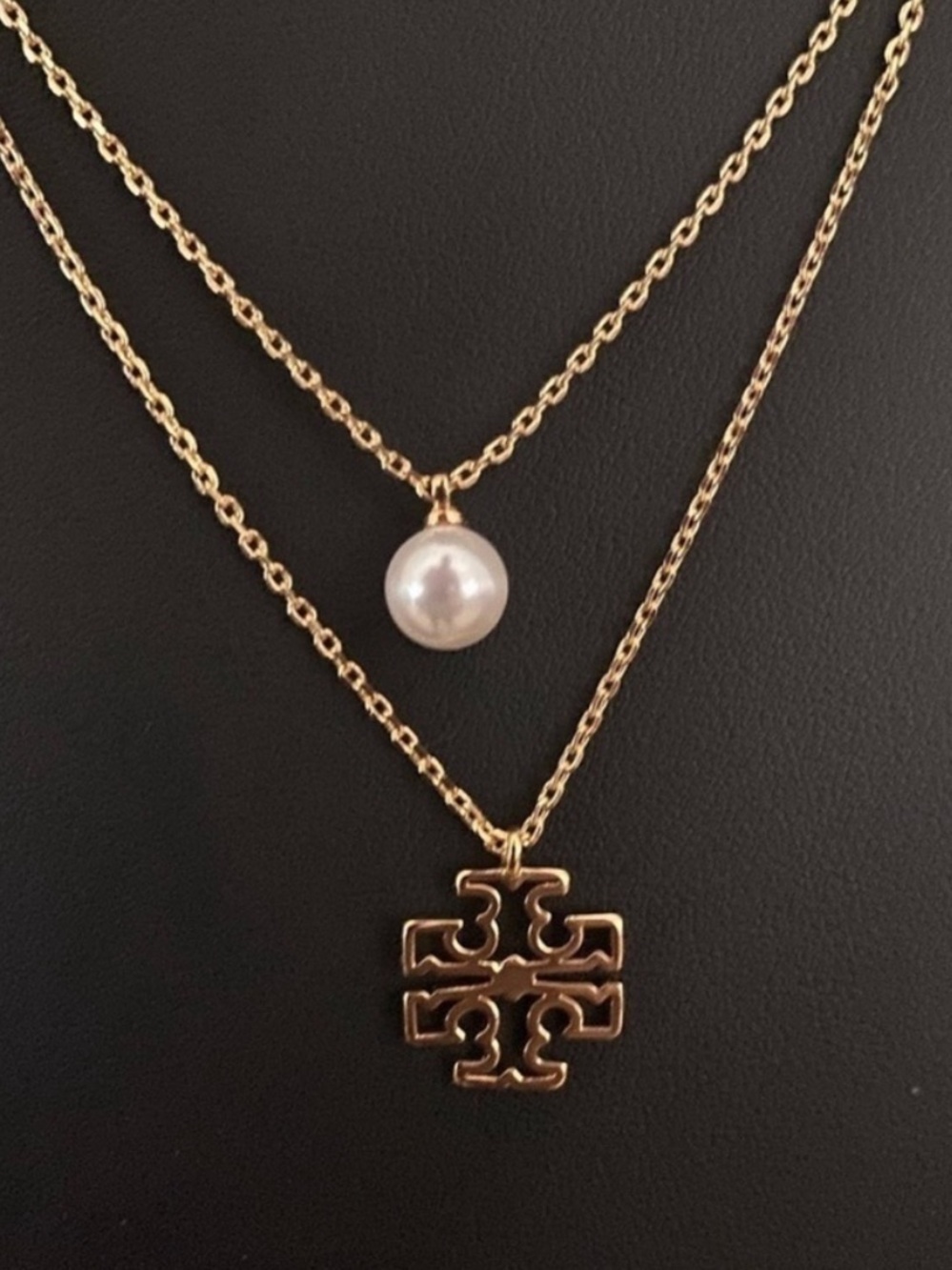 Tory Burch BRITTEN Pearl Chain Layering Necklace NWT